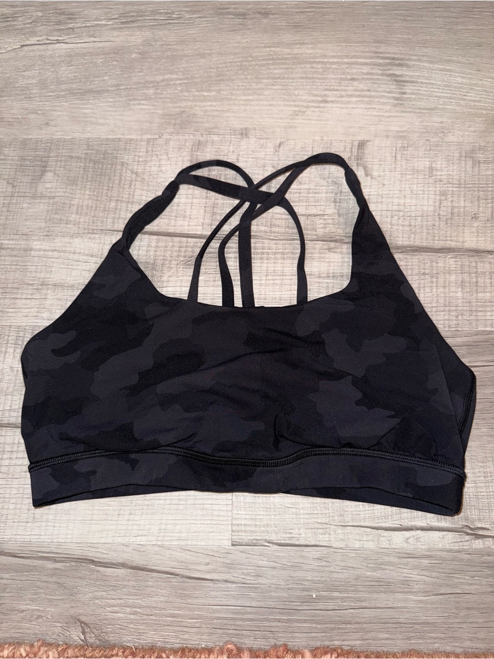 lululemon athletica Black Camo Strappy Sports Bra